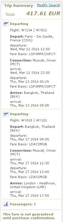 Open-jaw flights to Thailand Paris - Bangkok - London 345