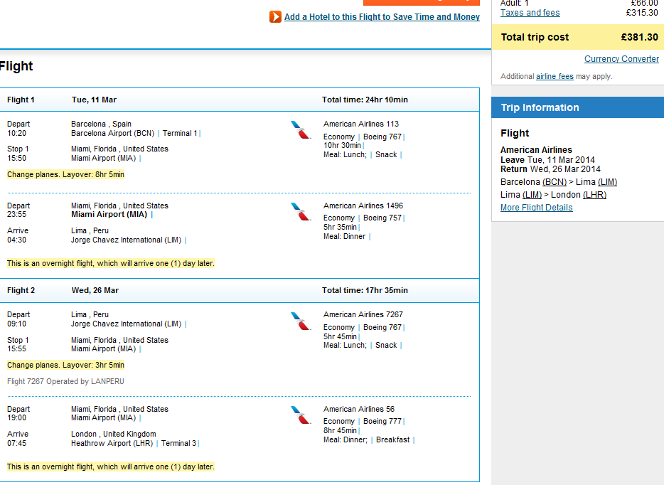 Cheap open jaw flights to Peru: Spain - Lima - London for Ł381 (€458)!