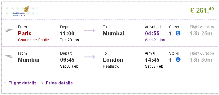 Cheap open-jaw flights to India (Mumbai) from Europe from Ł261/€326!