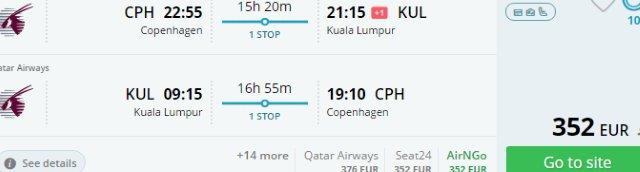 Denmark to Malaysia (KL, Borneo, Langkawi, Perhentians) from €352!