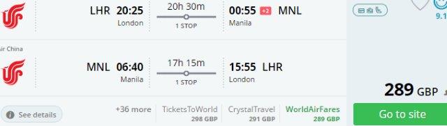 Cheap return flights from London to Thailand, Philippines or Singapore from £289!