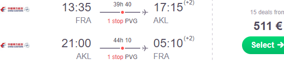 Cheap return flights from Frankfurt to New Zealand from €511!