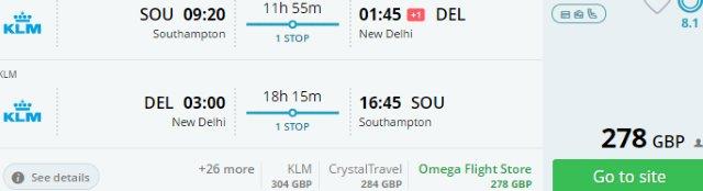 Air France / KLM return flights from the UK to India from £278!