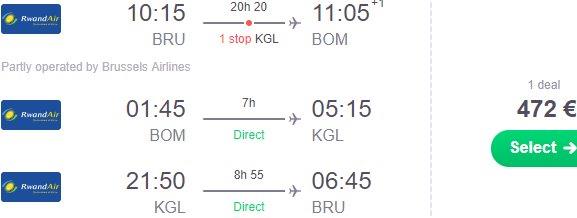 Multi-city flights from Belgium to Rwanda & India from €472!