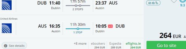 Cheap round trip flights Dublin to Texas, Arizona or California from €264!