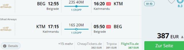 Cheap return flights from Belgrade to Kathmandu, Nepal from €387!