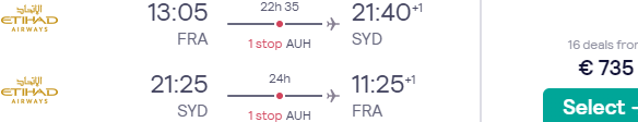 Cheap flights from Germany to Australia (Sydney, Melbourne) with Etihad for €735!
