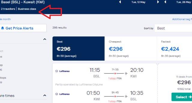 Cheap Business Class Flights from Switzerland to Kuwait, Saudi Arabia or Iran from €296 return!