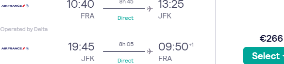Non-stop flights from Frankfurt to New York for €266!