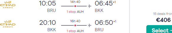 Return flights from Brussels to Bangkok with Etihad for €406!