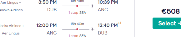 Return flights from Dublin to Alaska (Anchorage, Ketchikan, Juneau) from €508!