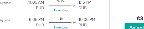 Super cheap flights from Budapest to Dublin for €3 return!