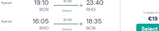 Return flights from Barcelona, Spain to Greece (Crete, Corfu, Rhodes) for just €19!