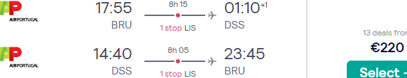 Return flights from Brussels or Amsterdam to Dakar, Senegal for €220!