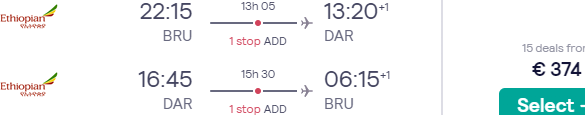 Return flights from Brussels to Dar es Salaam, Tanzania for €374!