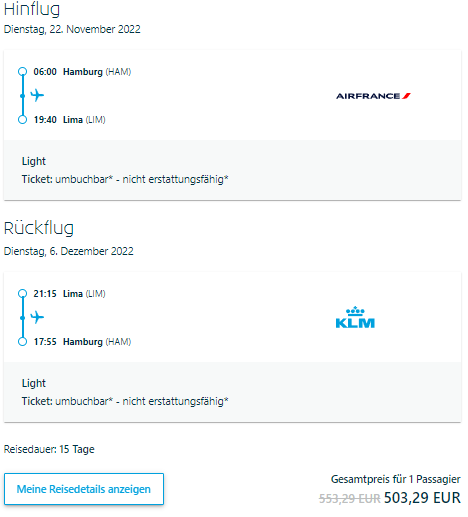 Air France-KLM flights from Germany to Lima, Peru from €503.