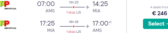 Return flights from Amsterdam to Miami for €246!