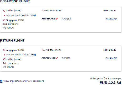 Air France-KLM flights from Ireland to Singapore for €379!