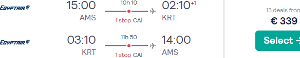 Return flights from Amsterdam to Khartoum, Sudan for €352!