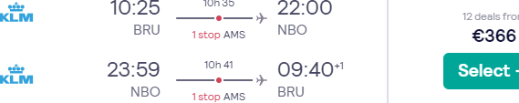 Return flights from Brussels to Nairobi, Kenya with KLM for €366!