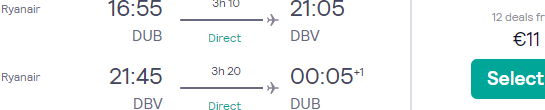Last-minute flights from Dublin to Croatia (Dubrovnik, Split, Zadar) from €11!