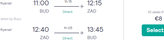 MAY flights from Budapest to Zadar, Croatia for €8 roundtrip!