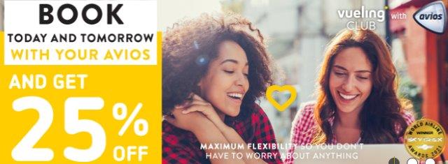 Vueling Avios discount: book with your avios and get 25% off!
