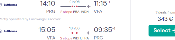 Lufthansa flights from Prague to Victoria Falls, Zimbabwe for €343!