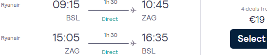 Return flights from Basel, Switzerland to Zagreb, Croatia for €19!