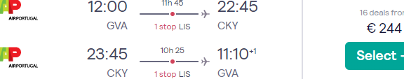 Return flights from Geneva, Switzerland to Conakry, Guinea for €244!