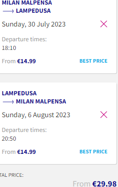 Low-cost flights from Italy´s mainland to Lampedusa from €30!