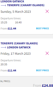 Non-stop flights from London to Tenerife, the Canary Islands from £24.88!
