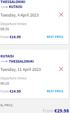Low-cost return flights form Thessaloniki, Greece to Kutaisi, Georgia for €30!